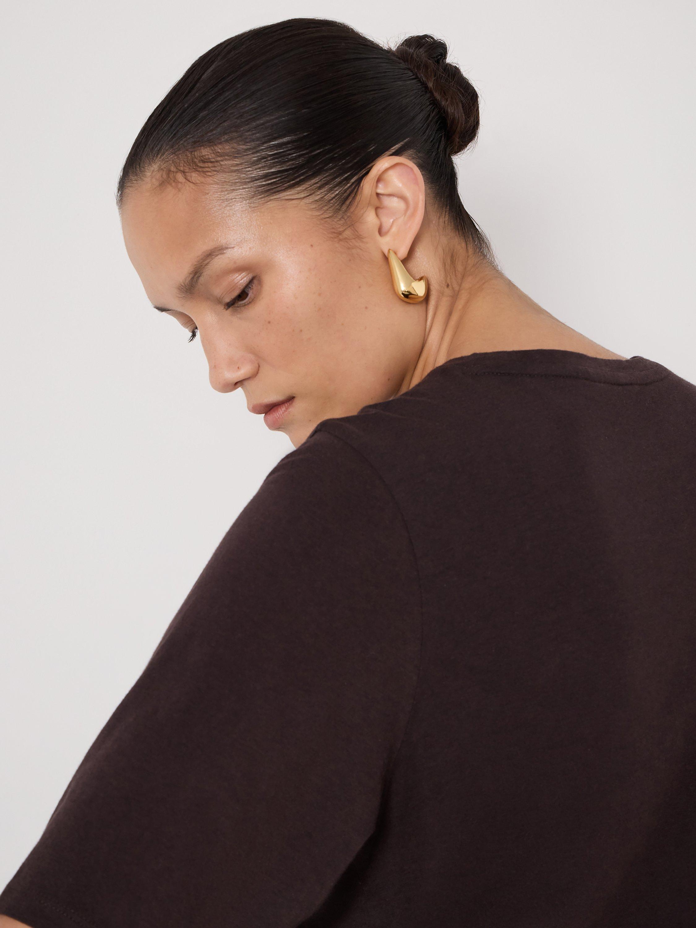 Product image 6 of 6, which shows HUSH Reece Drape T-Shirt, Chocolate Brown, L-XL