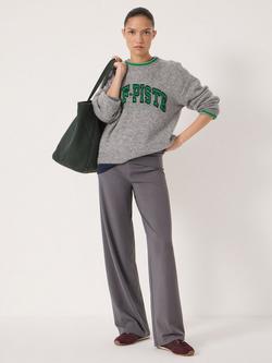 HUSH Amie Fold Over Waist Joggers, Wine Red - view 2, Charcoal