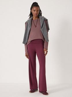 HUSH Amie Fold Over Waist Joggers, Wine Red - view 2, Wine Red