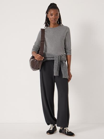HUSH Amelia Bubble Hem Trousers, Wine Red - view 2, Black