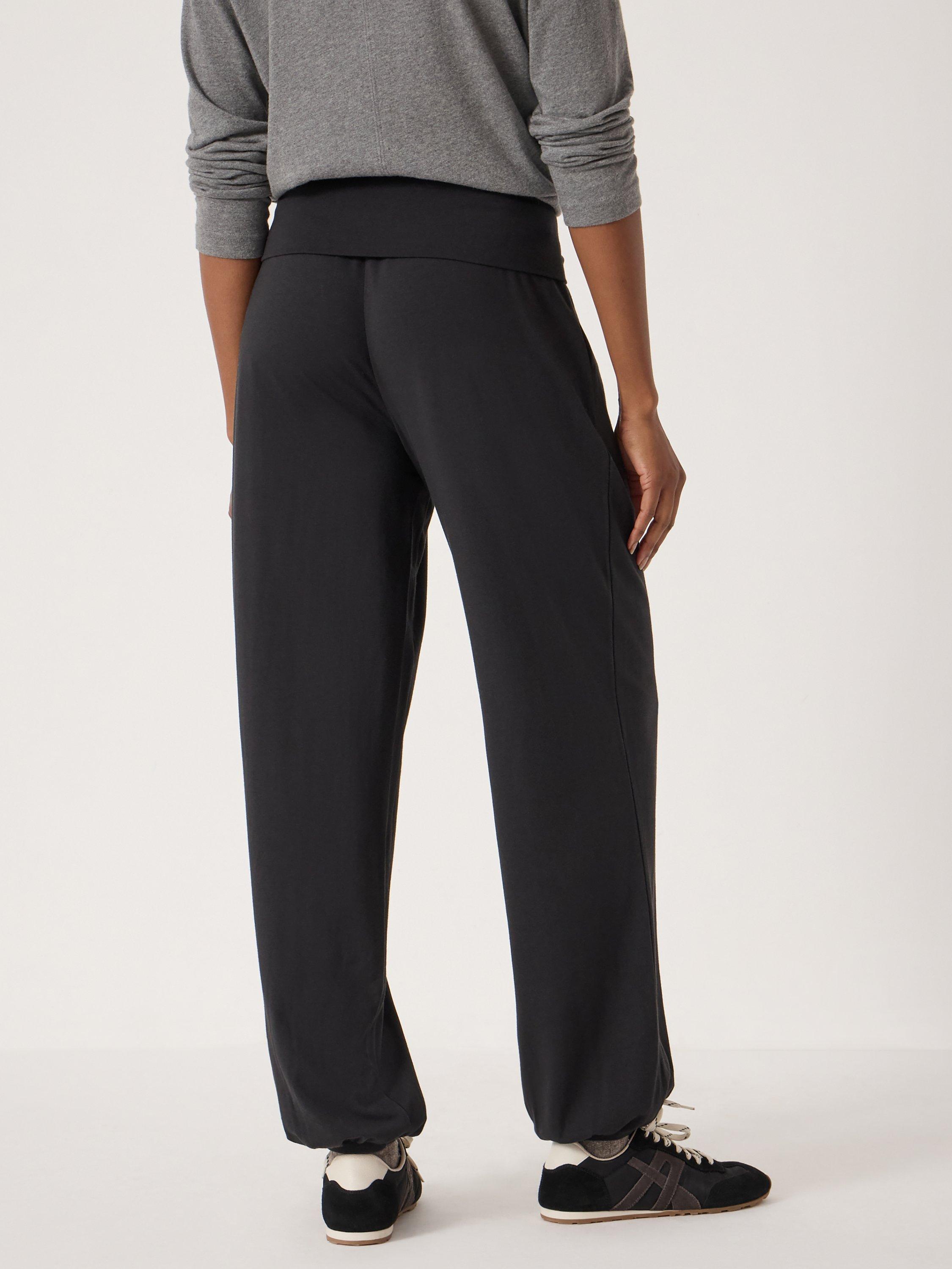 Product image 3 of 5, which shows HUSH Amelia Bubble Hem Trousers, Black, L-XL