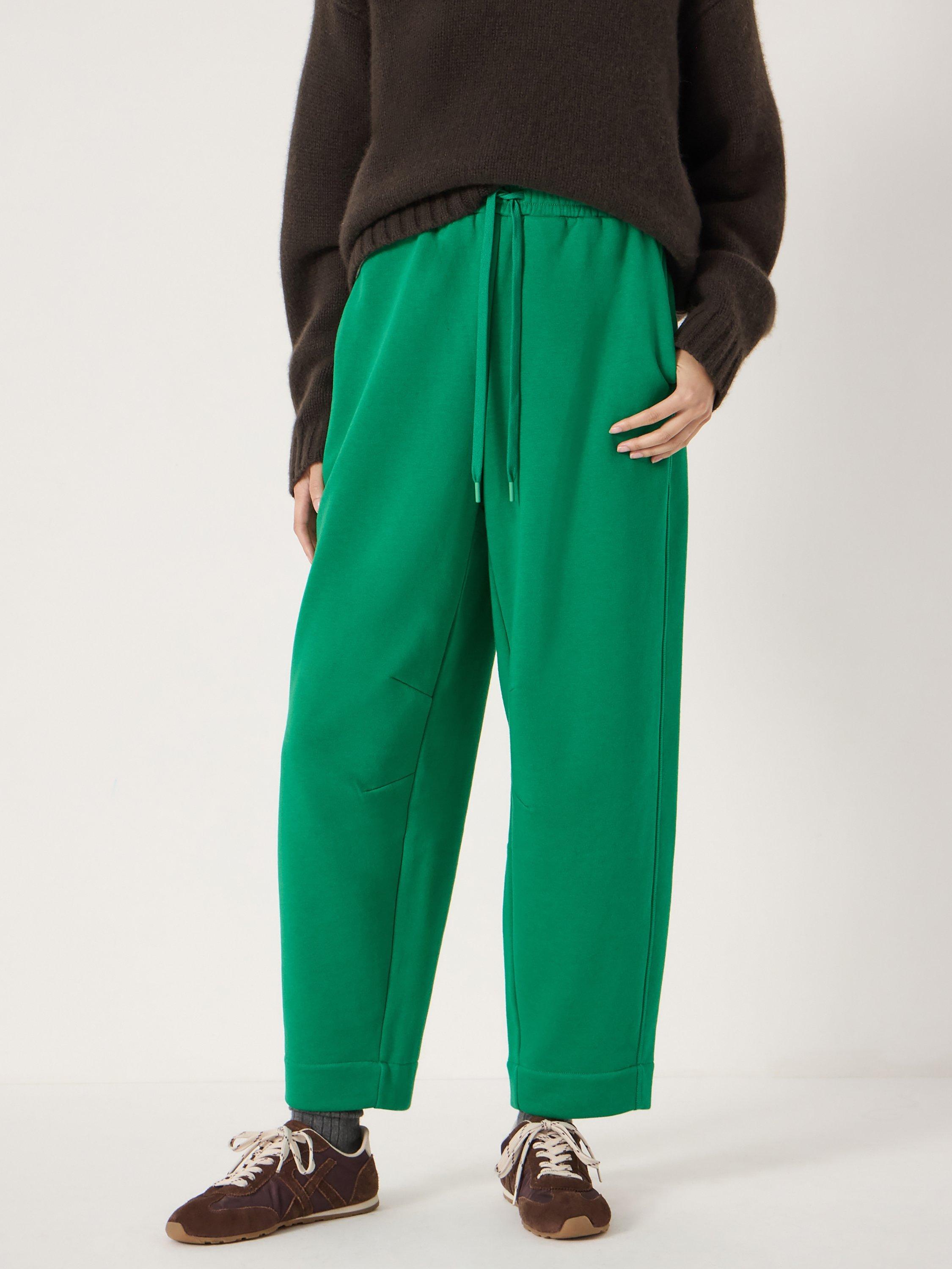 Product image 1 of 5, which shows HUSH Barrel Leg Jersey Joggers, Bright Green, L-XL