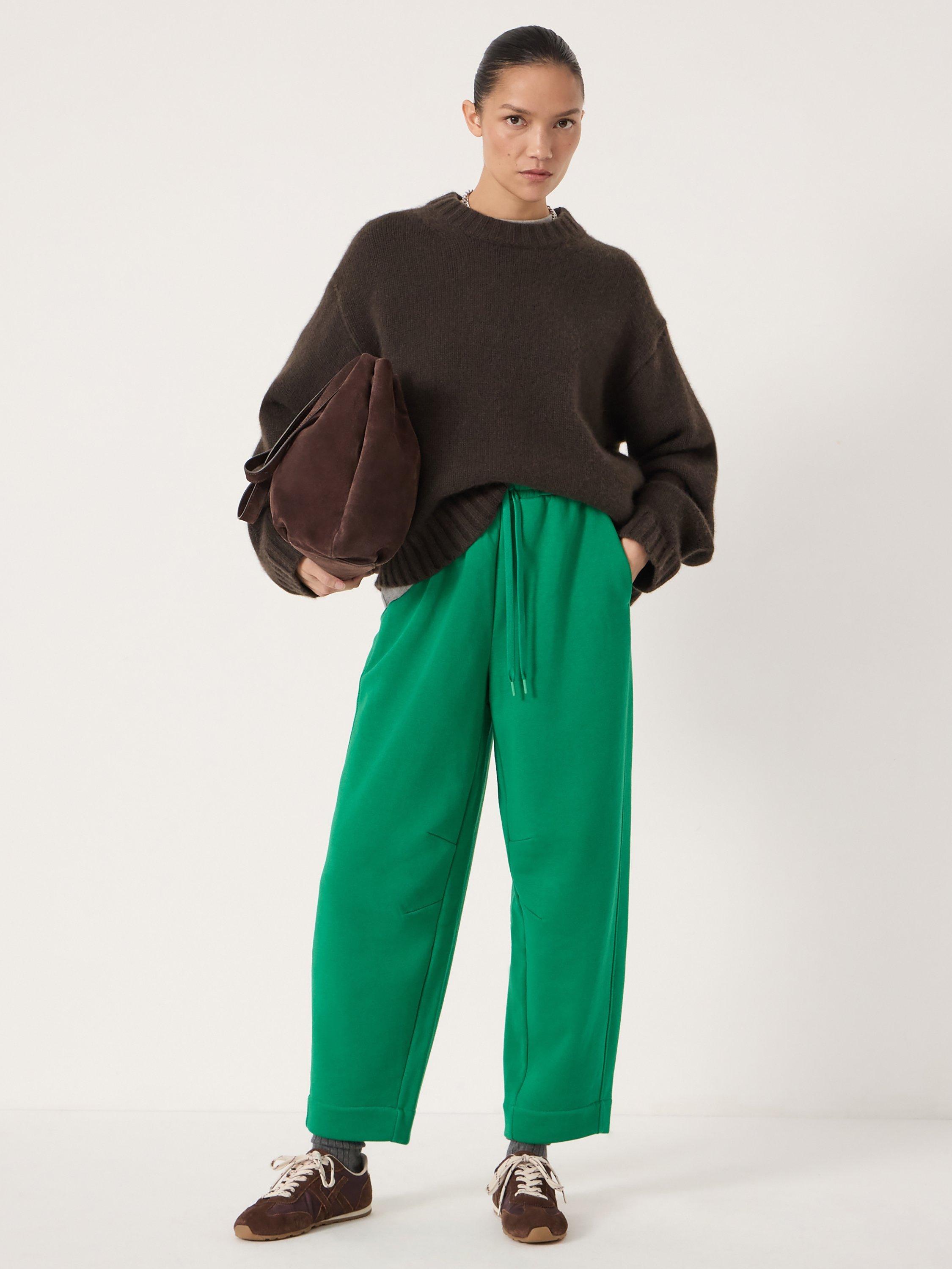 Product image 2 of 5, which shows HUSH Barrel Leg Jersey Joggers, Bright Green, L-XL