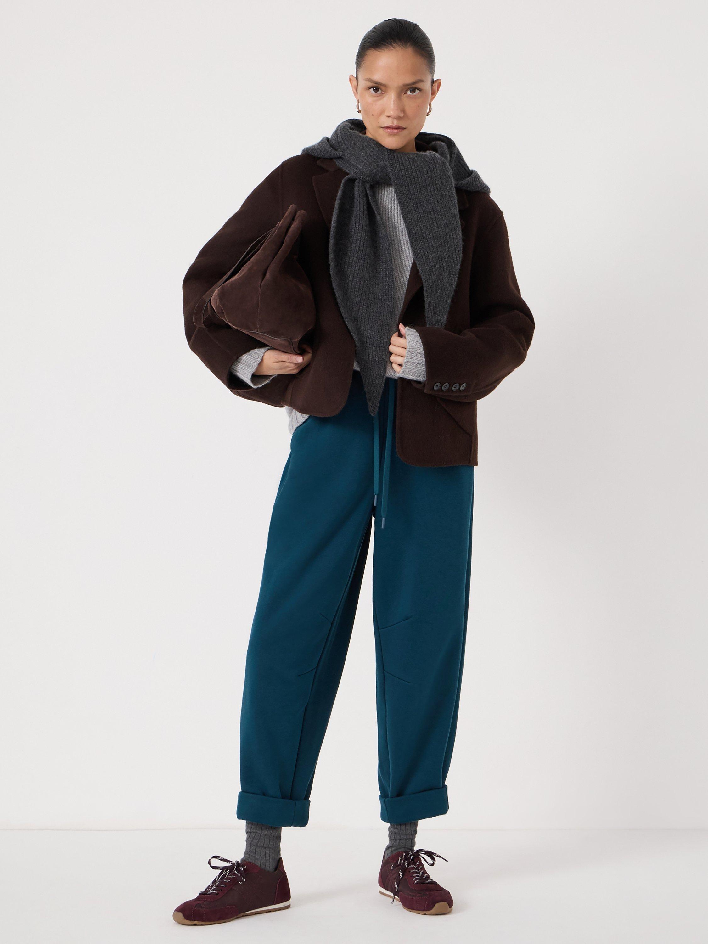 Product image 2 of 5, which shows HUSH Barrel Leg Jersey Joggers, Teal Blue, XS-S