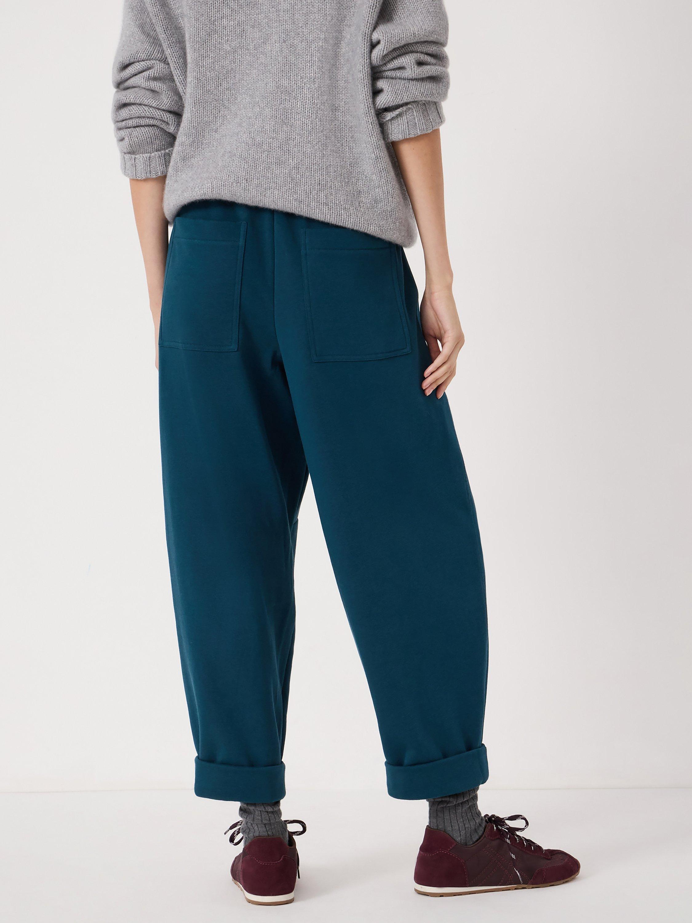 Product image 3 of 5, which shows HUSH Barrel Leg Jersey Joggers, Teal Blue, XS-S