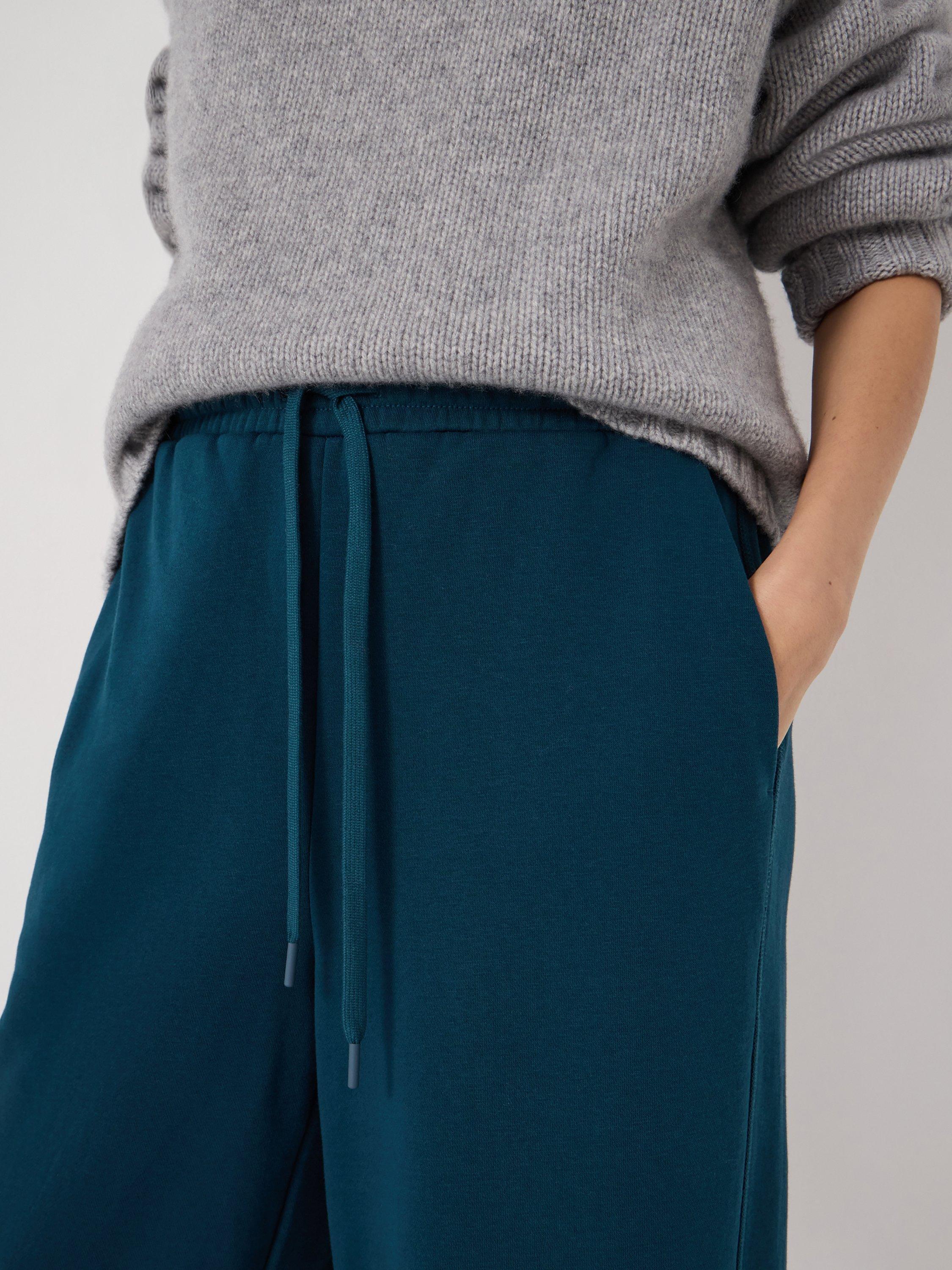 Product image 5 of 5, which shows HUSH Barrel Leg Jersey Joggers, Teal Blue, XS-S