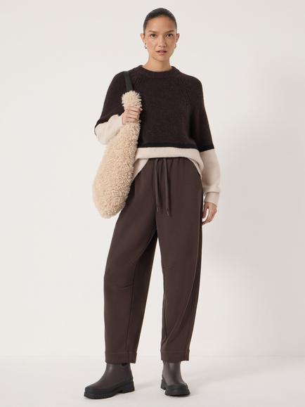HUSH Barrel Leg Jersey Joggers - view 2, Chocolate Plum