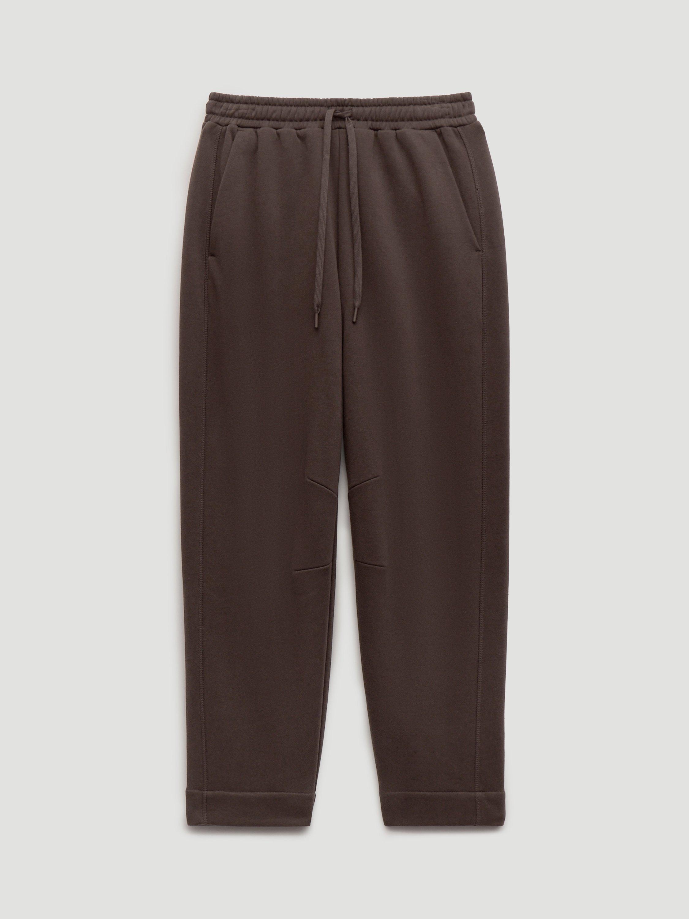 Product image 4 of 5, which shows HUSH Barrel Leg Jersey Joggers, Chocolate Plum, XS-S
