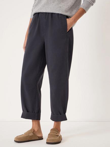 HUSH Jack Pull On Barrel Leg Trousers, Navy Blue