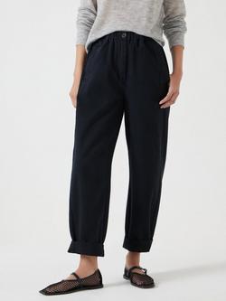HUSH Cropped Barrel Leg Trousers, Slate Black, Slate Black