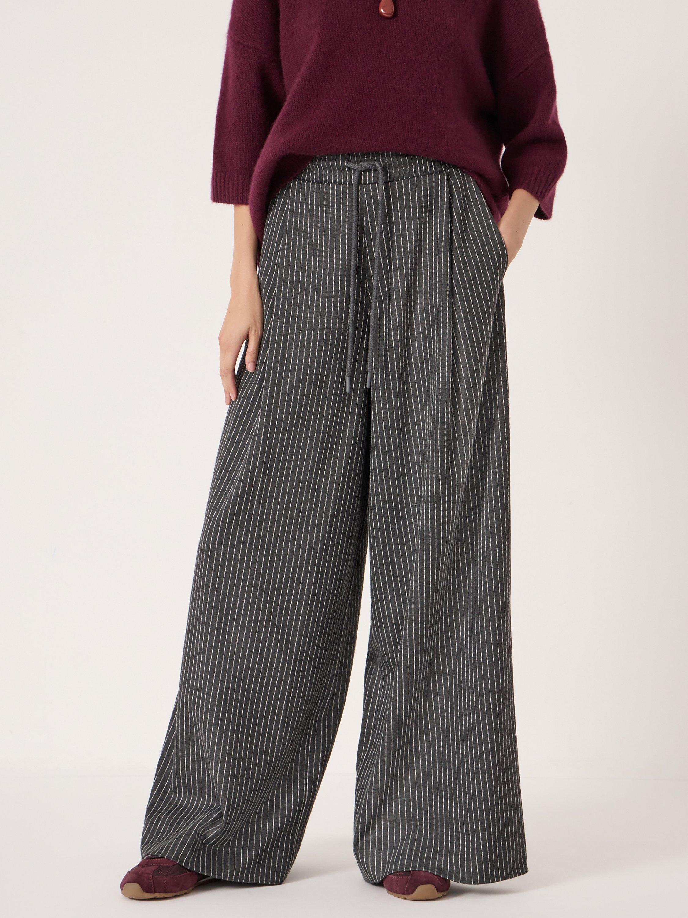 Product image 1 of 5, which shows HUSH Taylor Stripe Trousers, Grey/White, XS-S