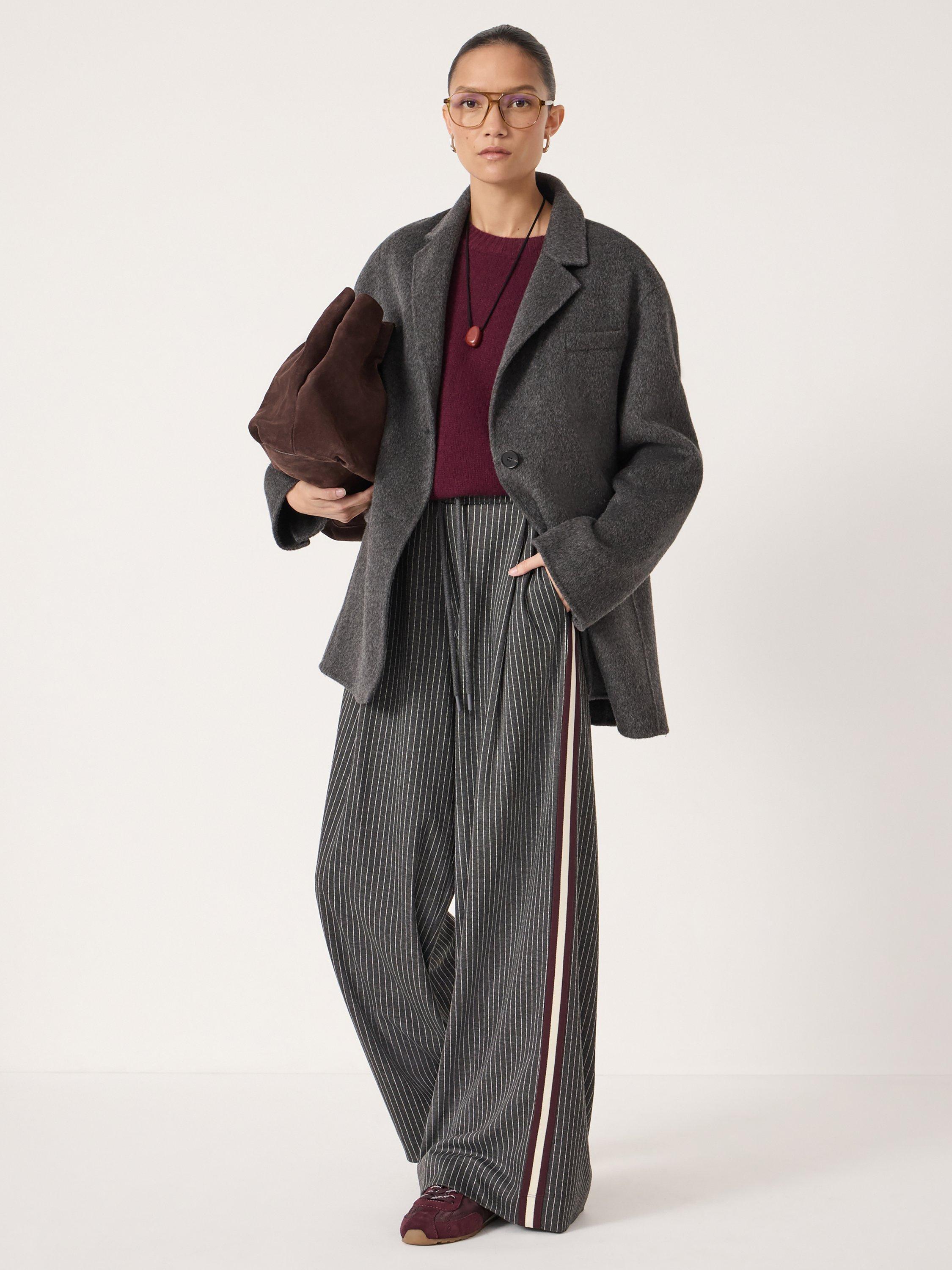 Product image 2 of 5, which shows HUSH Taylor Stripe Trousers, Grey/White, XS-S