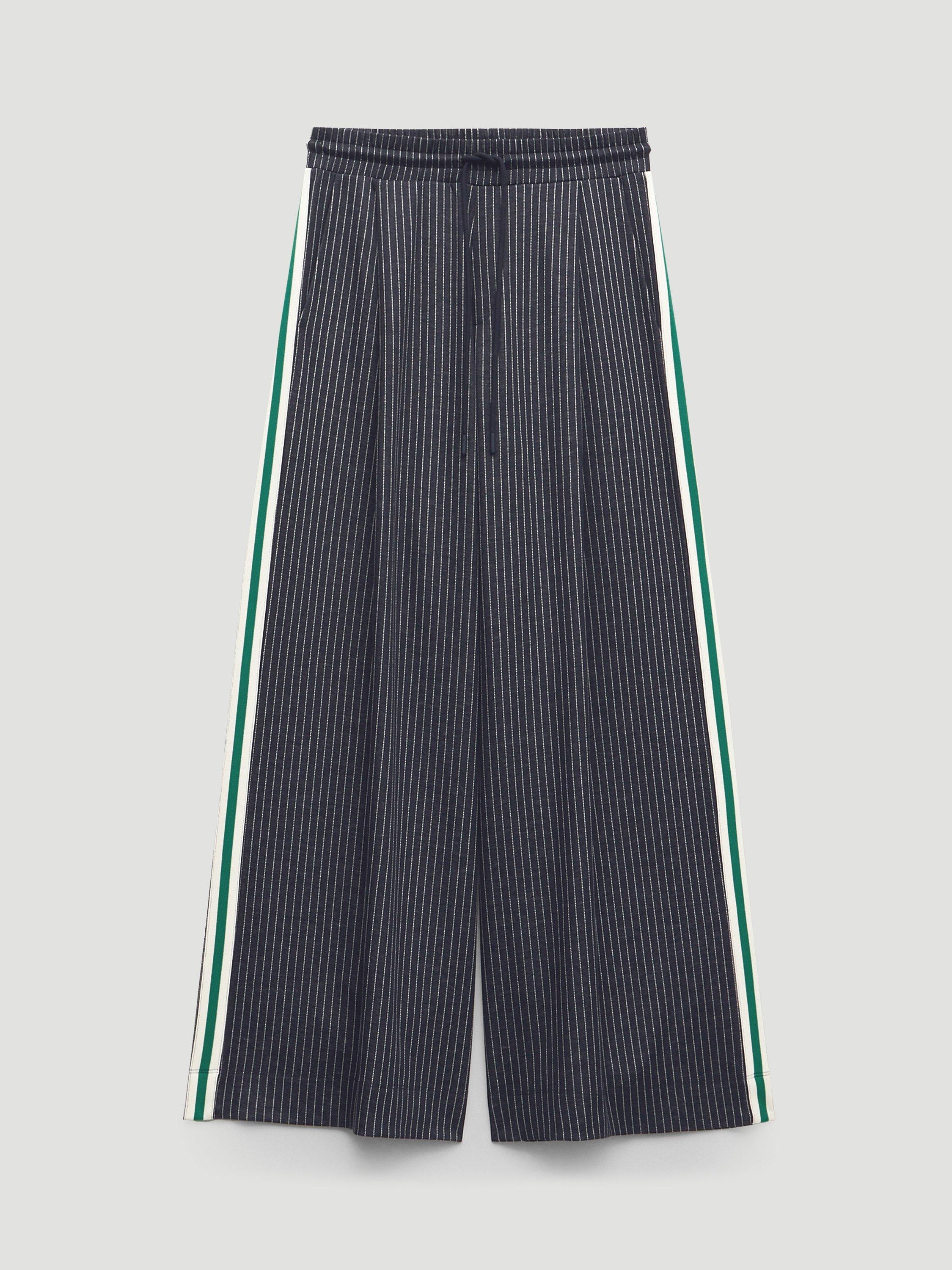 Product image 4 of 5, which shows HUSH Taylor Stripe Trousers, Navy/White, XS-S