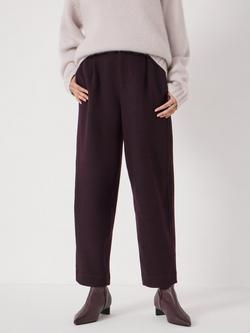 HUSH Boiled Wool Blend Barrel Leg Trousers, Plum Purple