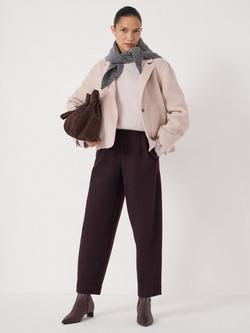 HUSH Boiled Wool Blend Barrel Leg Trousers - view 2, Plum Purple