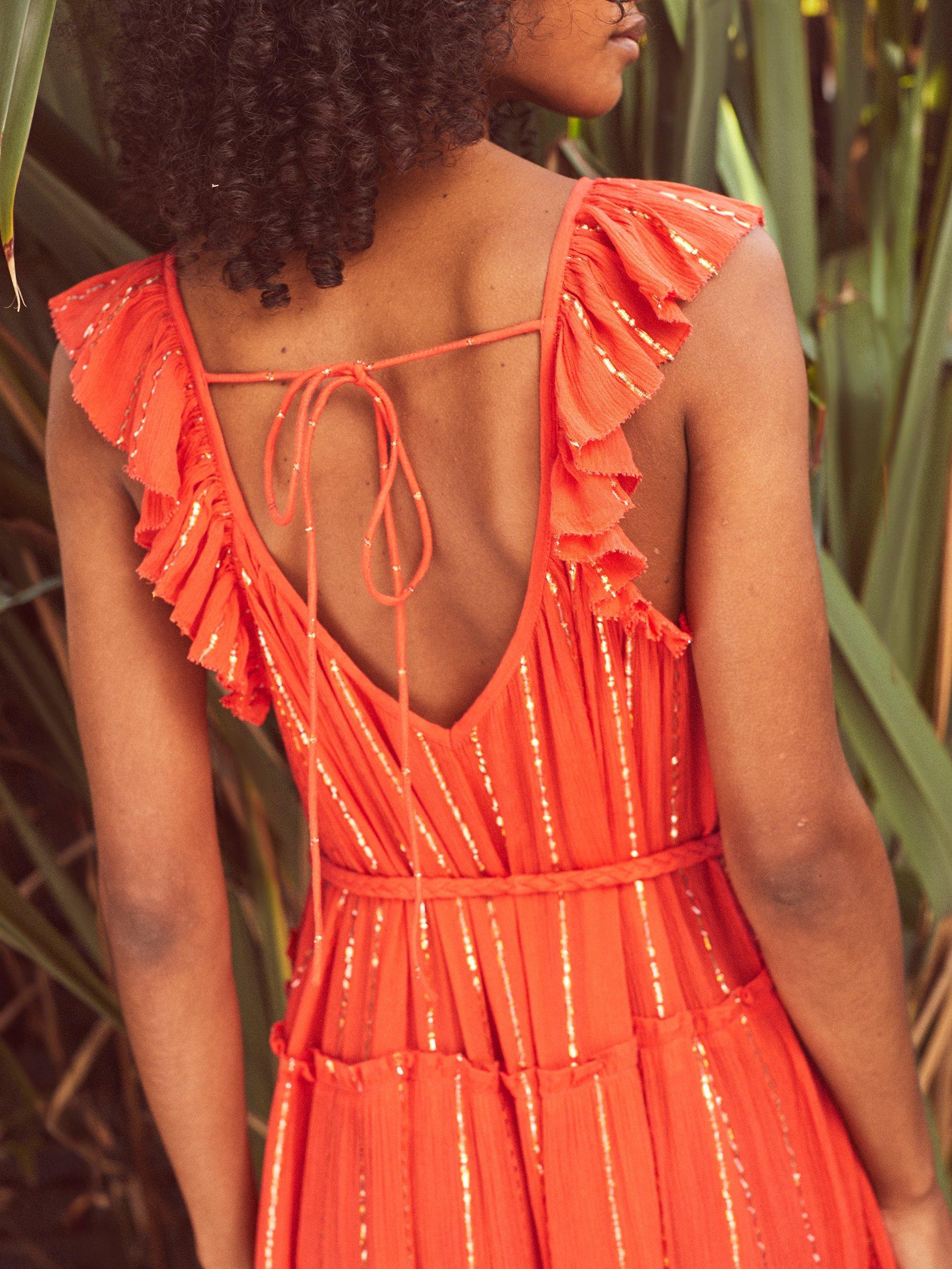 Product image 5 of 6, which shows Ro&Zo Sparkle Tiered Maxi Dress, Orange, 6