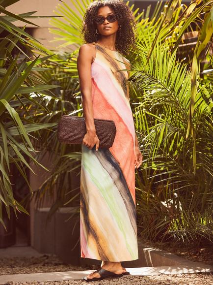 Ro&Zo Watercolour Stripe Ombre Dress, Multi, Multi