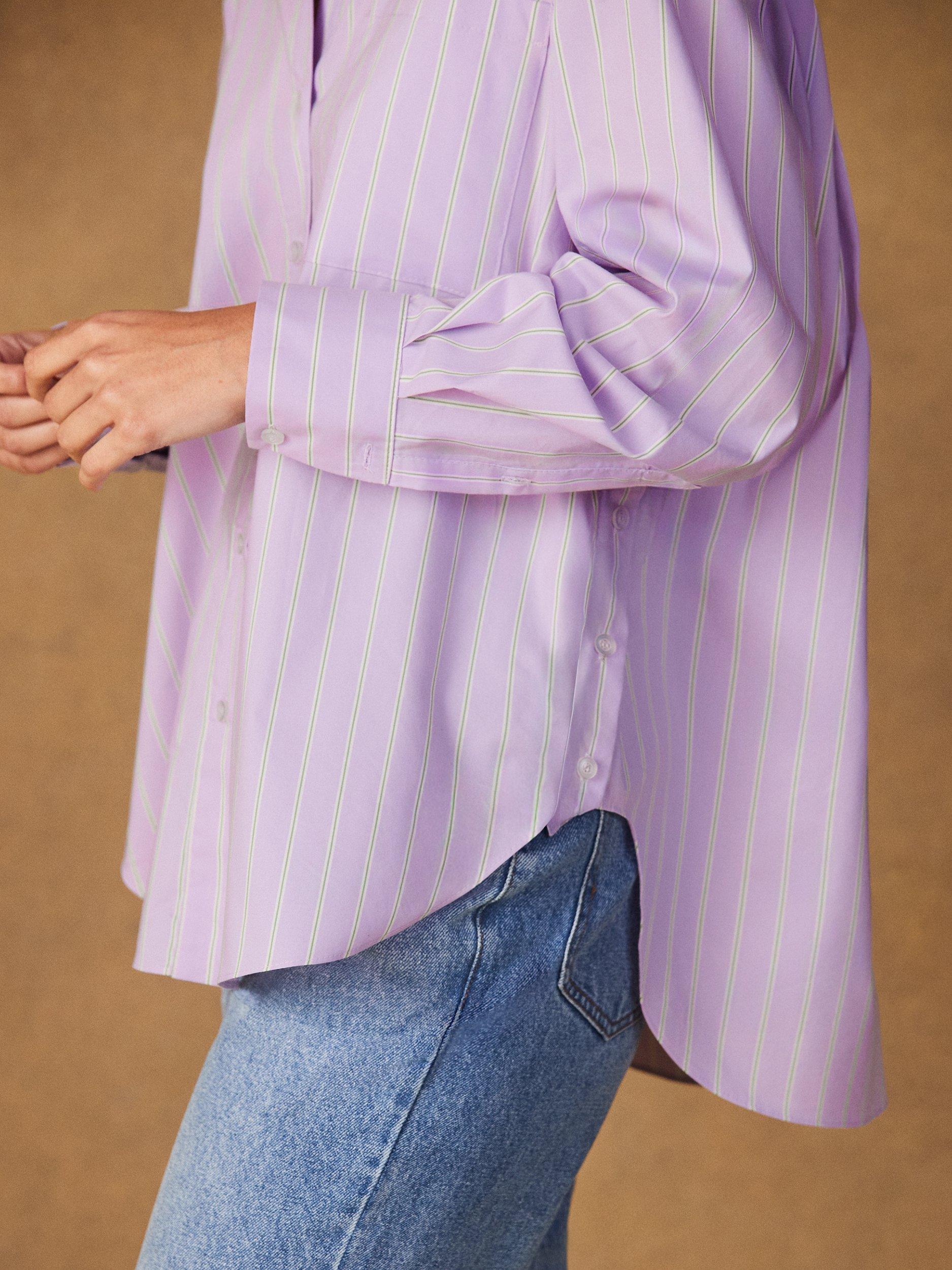 Product image 4 of 5, which shows Ro&Zo Stripe Button Side Shirt, Purple, 6