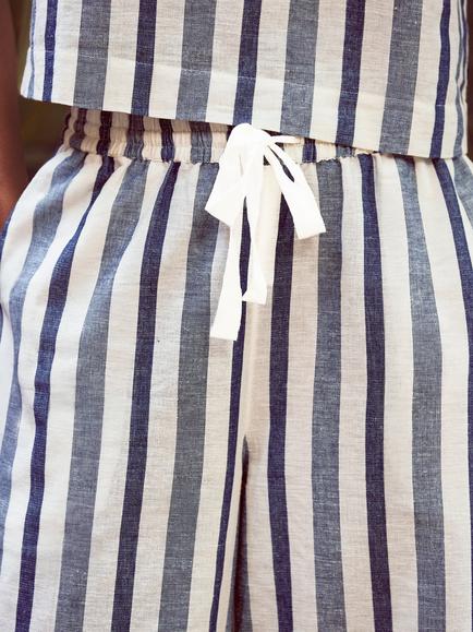Ro&Zo Cotton with Linen Striped Trousers, Blue - view 2, Blue