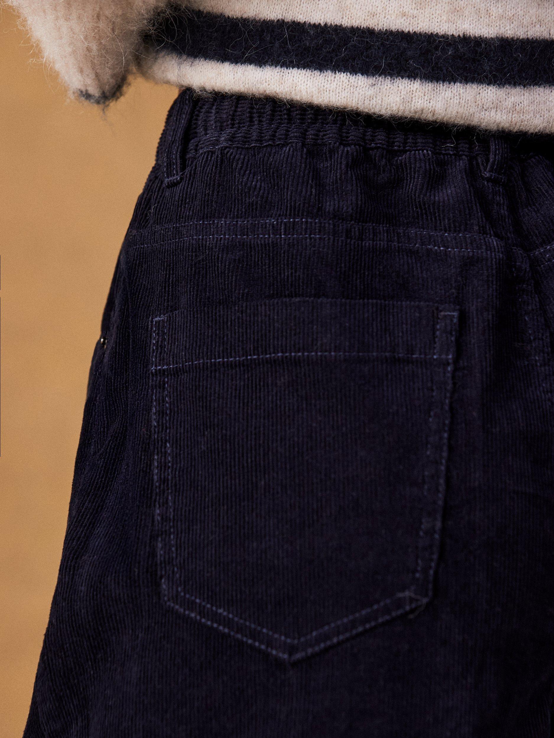 Product image 4 of 5, which shows Ro&Zo Drawstring Wide Leg Corduroy Trousers, Dark Blue, 6