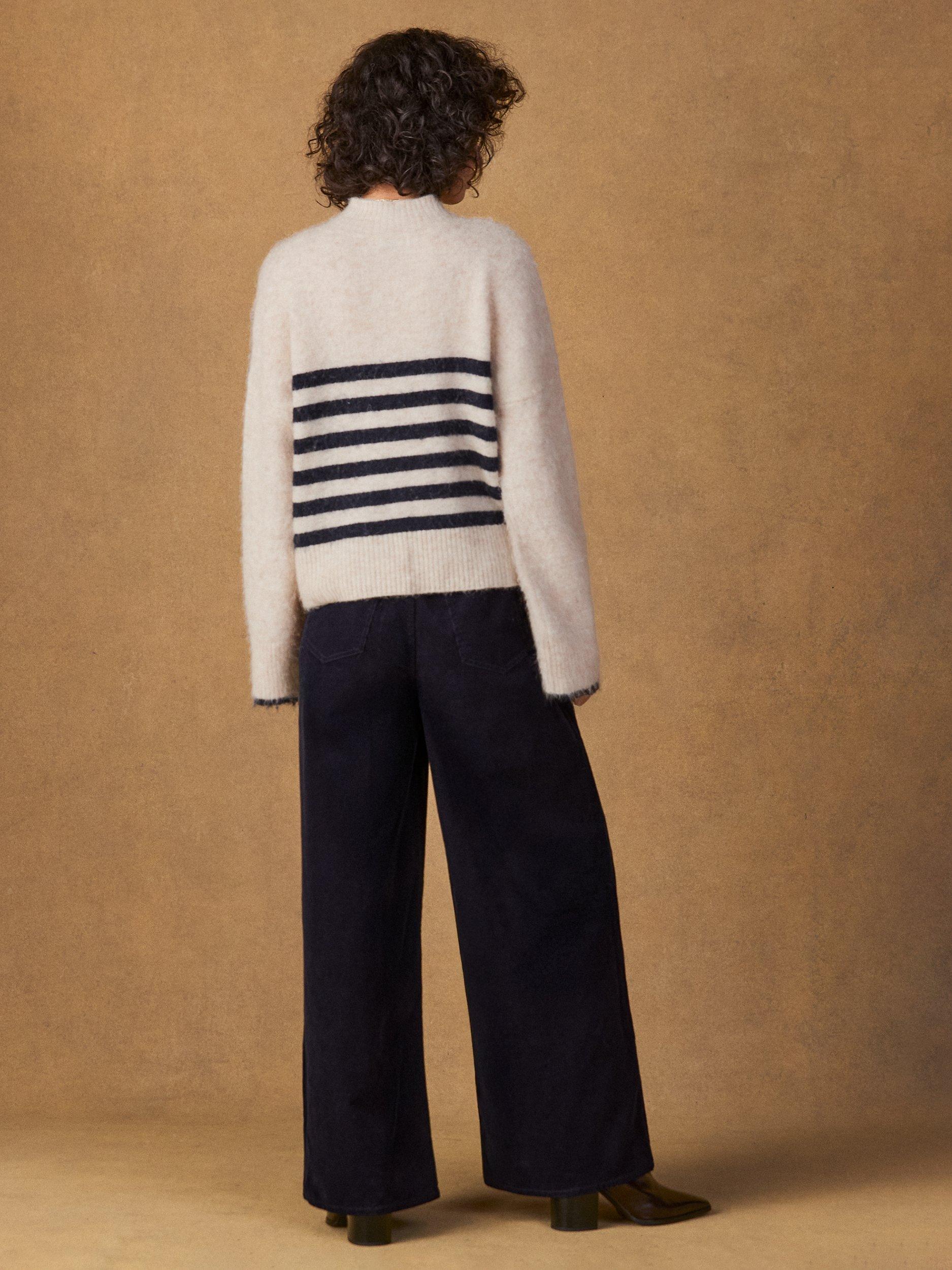 Product image 5 of 5, which shows Ro&Zo Drawstring Wide Leg Corduroy Trousers, Dark Blue, 6