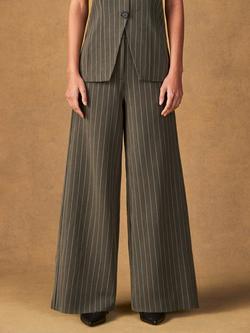 Ro&Zo Pinstripe Tailored Trousers, Green - view 2, Green
