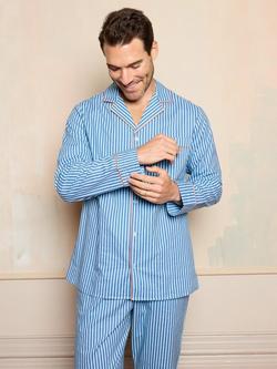 Their Nibs Cotton Traditional Ticking Stripe Pyjama Set, Blue - view 2, Blue