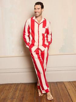 Their Nibs Cotton Traditional Stripe Pyjama Set, Red/Cream, Red/Cream
