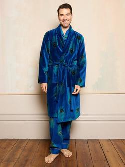 Their Nibs Velvet Peacock Feather Robe, Navy/Multi, Navy/Multi