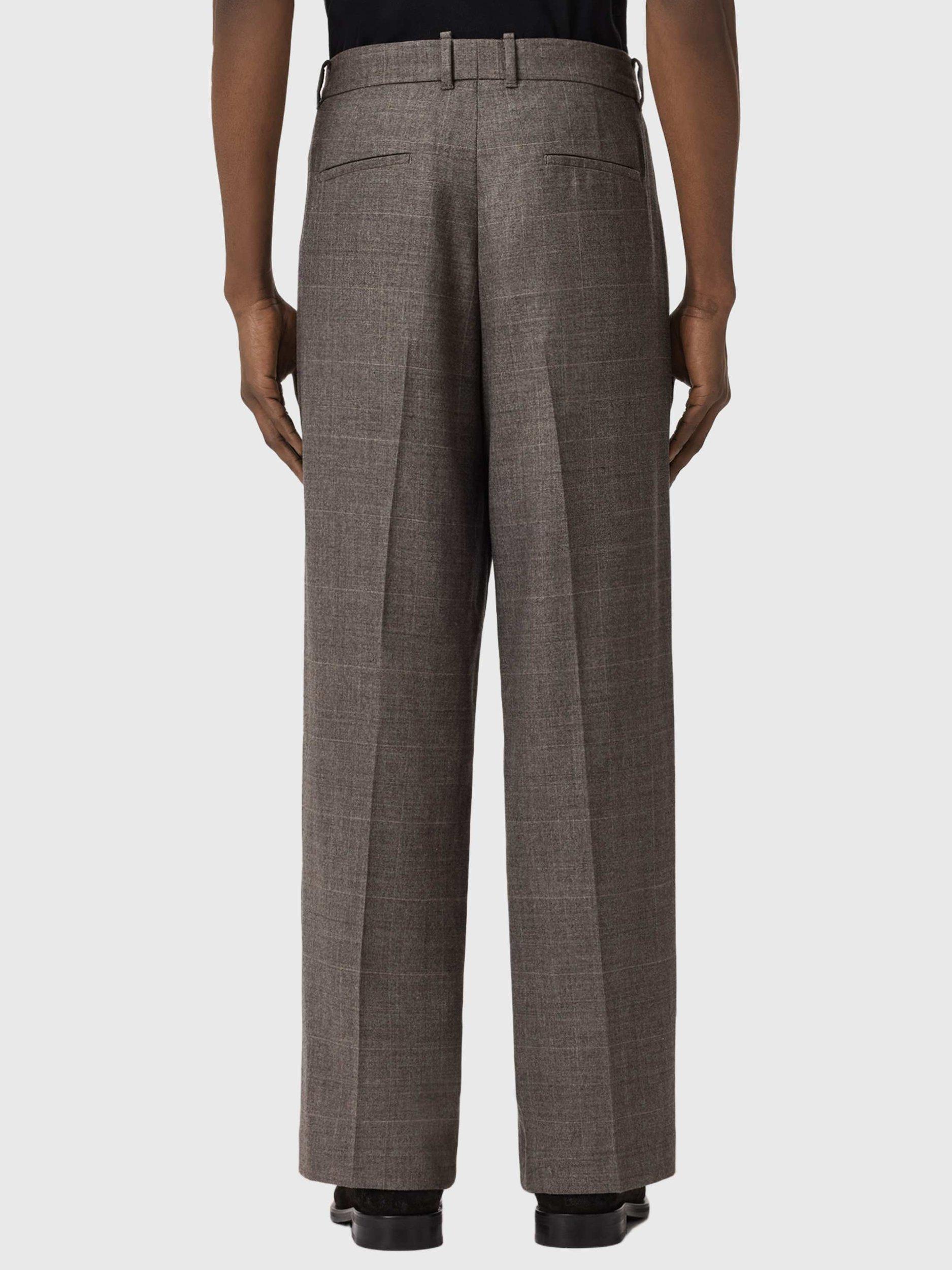 Product image 2 of 6, which shows AllSaints Clover Check Wool Blend Trousers, Brown, 28R