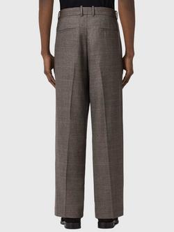 AllSaints Clover Check Wool Blend Trousers, Brown - view 2, Brown