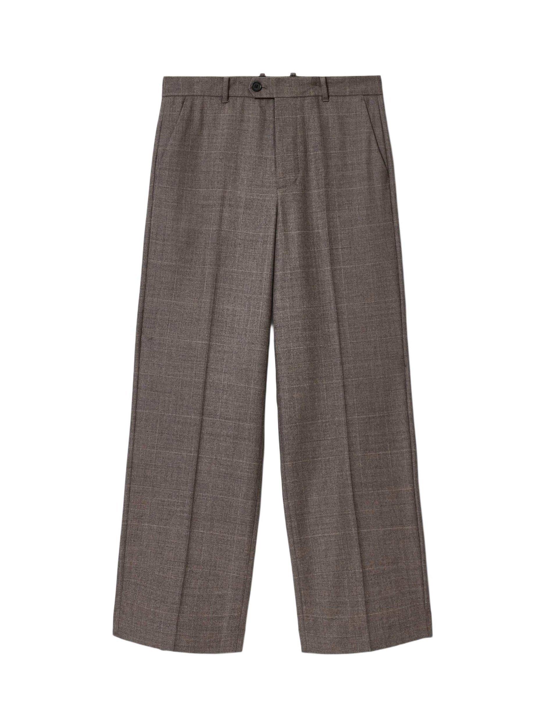 Product image 3 of 6, which shows AllSaints Clover Check Wool Blend Trousers, Brown, 28R