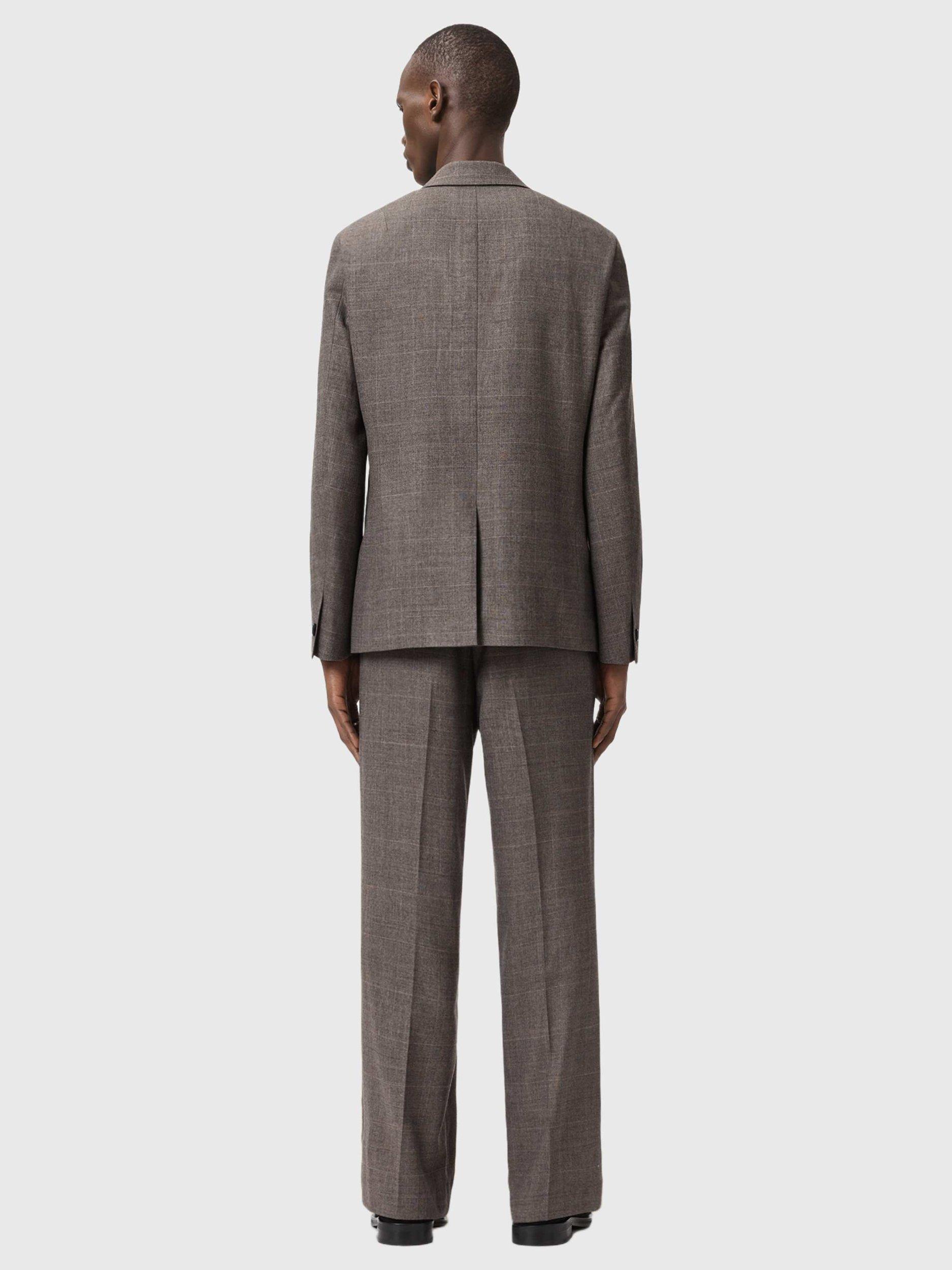 Product image 6 of 6, which shows AllSaints Clover Check Wool Blend Trousers, Brown, 28R