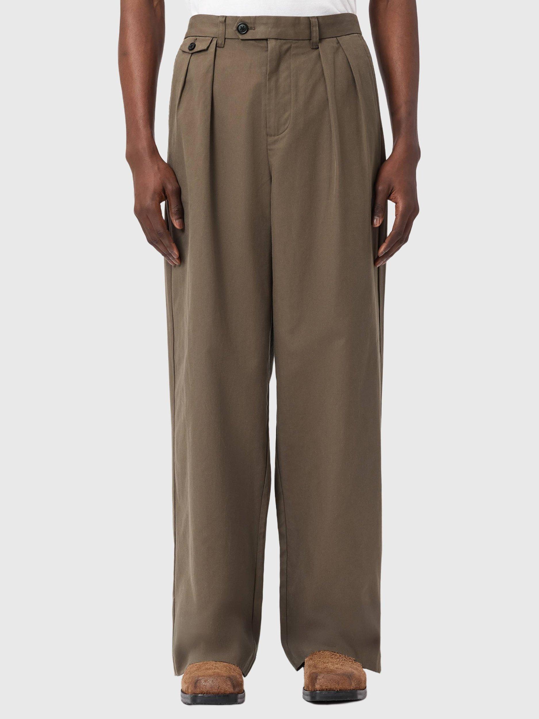 Product image 1 of 7, which shows AllSaints Conway Wide Leg Trousers, Traverse Brown, 28R