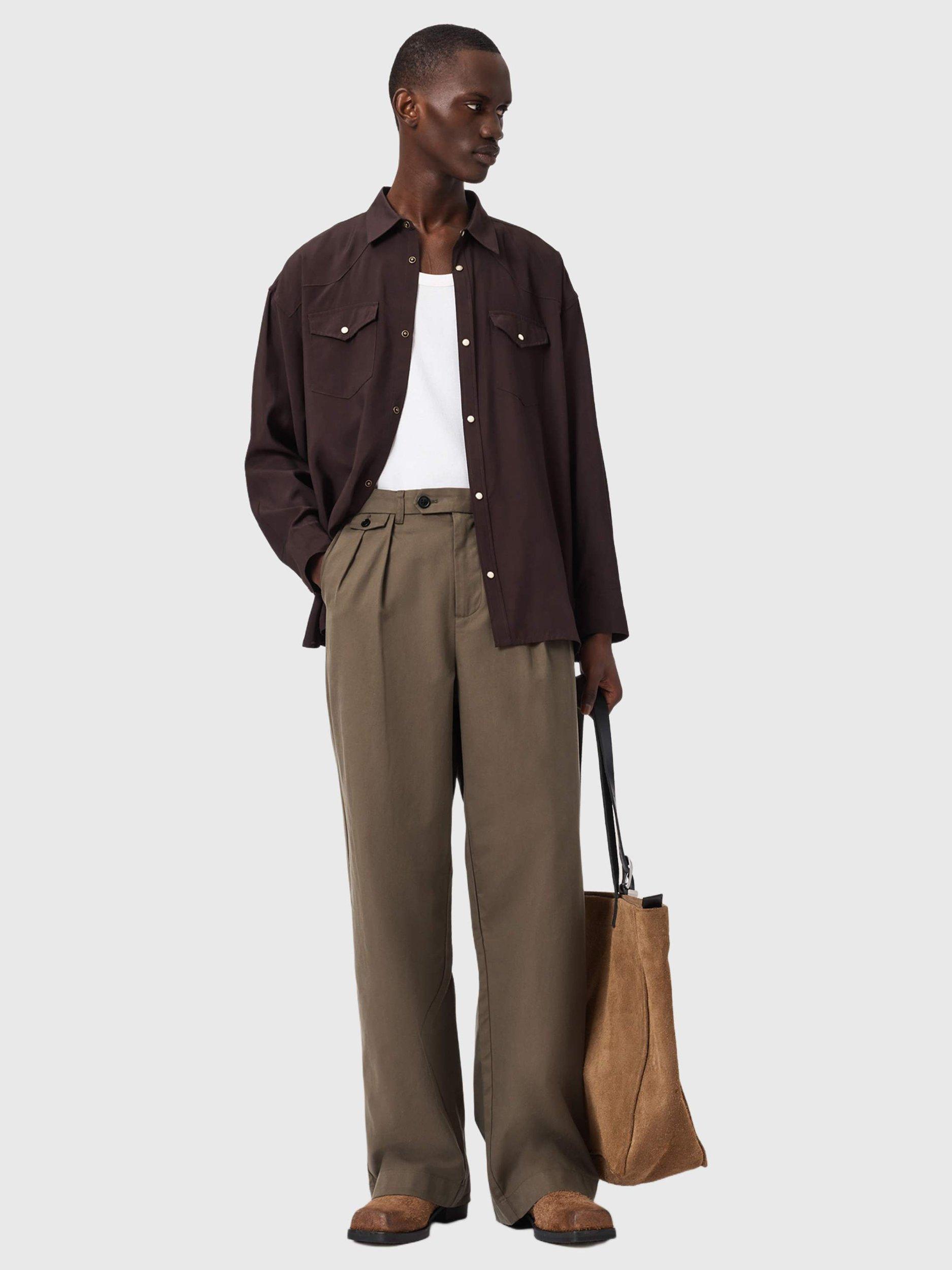 Product image 6 of 7, which shows AllSaints Conway Wide Leg Trousers, Traverse Brown, 28R