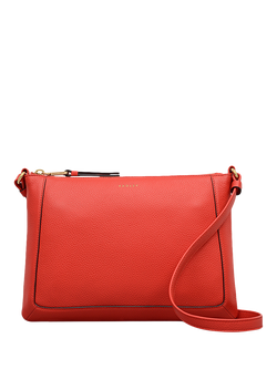 Radley Kew Way Leather Crossbody Bag, Black, Luscious Red