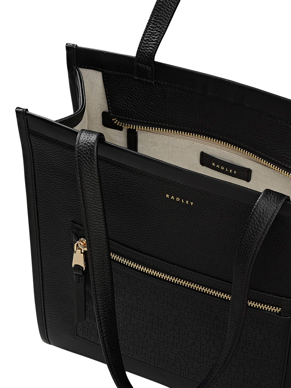 Product image 3 of 6, which shows Radley Alba Place Leather Tote Bag, Black, One Size