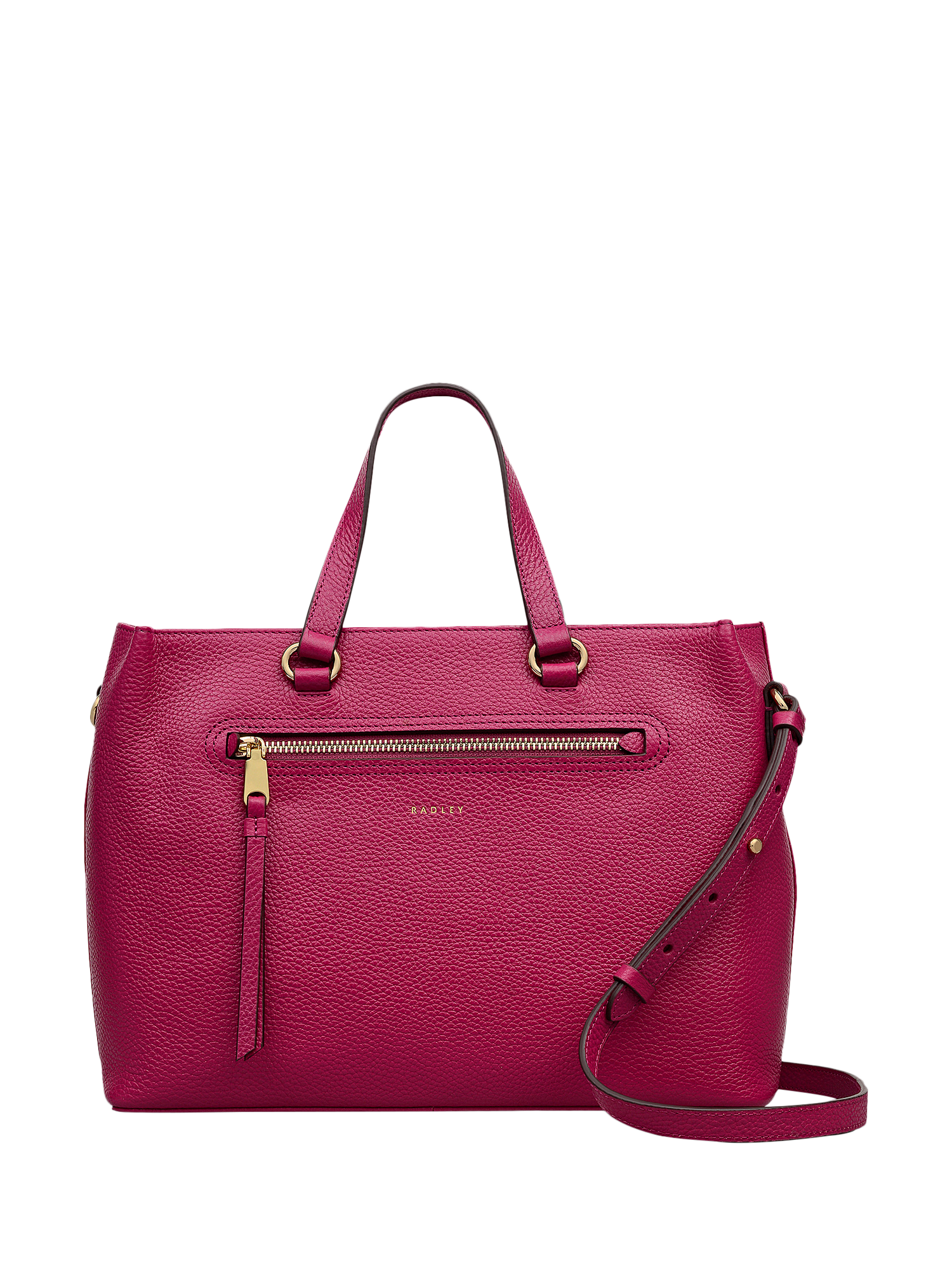 Product image 1 of 4, which shows Radley Pickwick Leather Grab Bag, Dark Rose, One Size