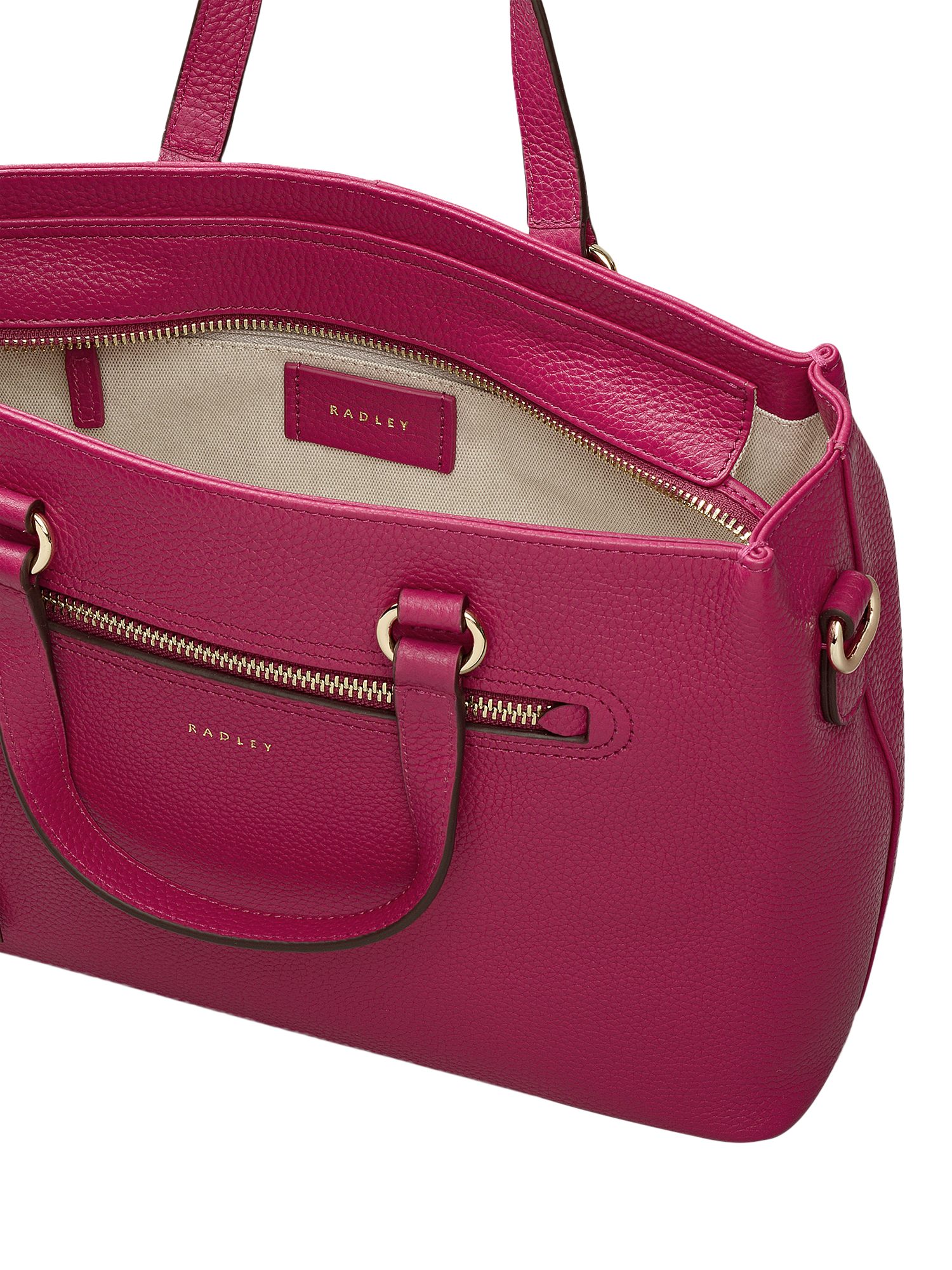 Product image 3 of 4, which shows Radley Pickwick Leather Grab Bag, Dark Rose, One Size