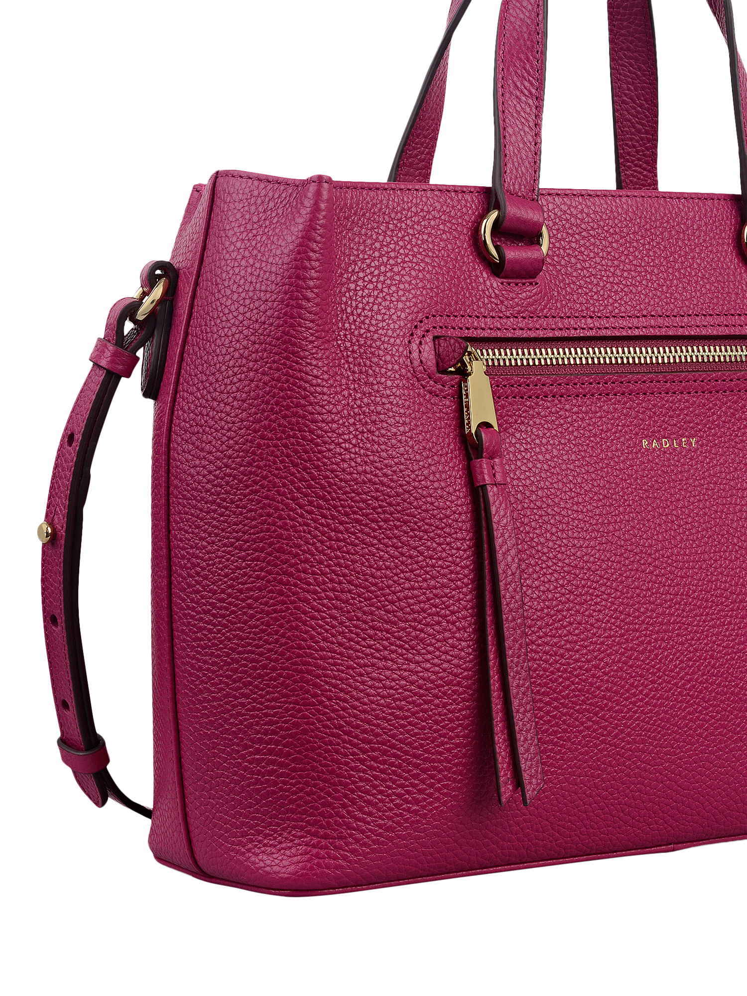 Product image 4 of 4, which shows Radley Pickwick Leather Grab Bag, Dark Rose, One Size