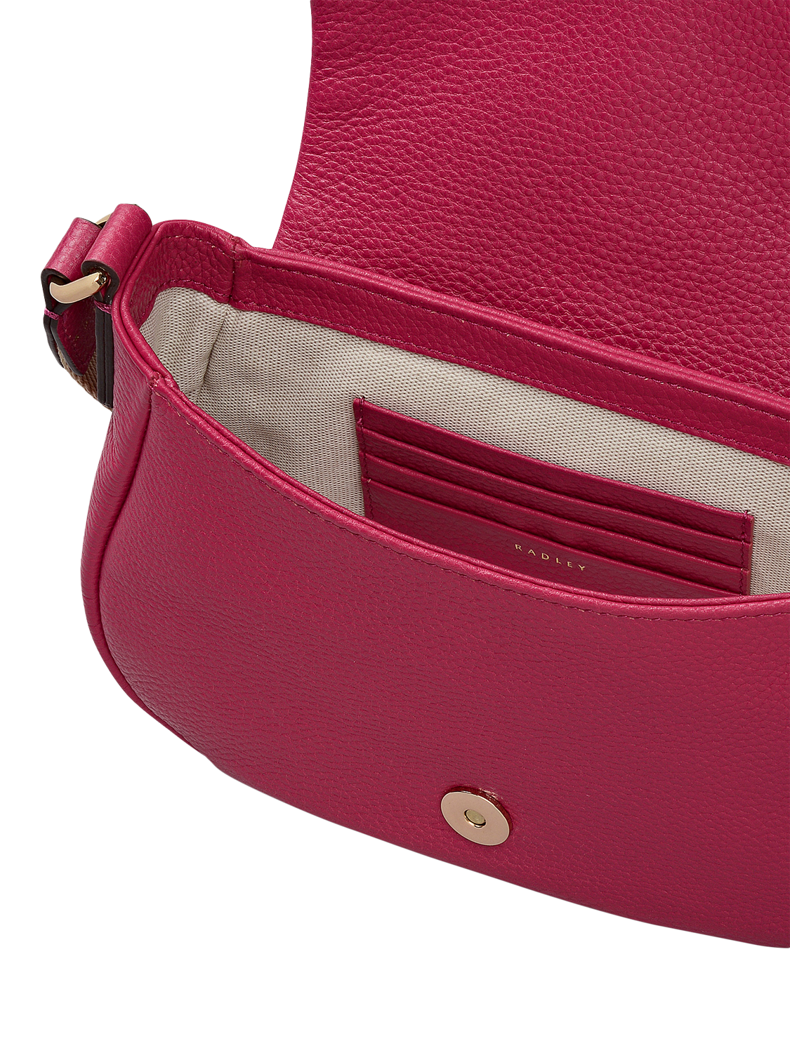 Product image 3 of 5, which shows Radley Lulworth Road Leather Saddle Bag, Dark Rose, One Size