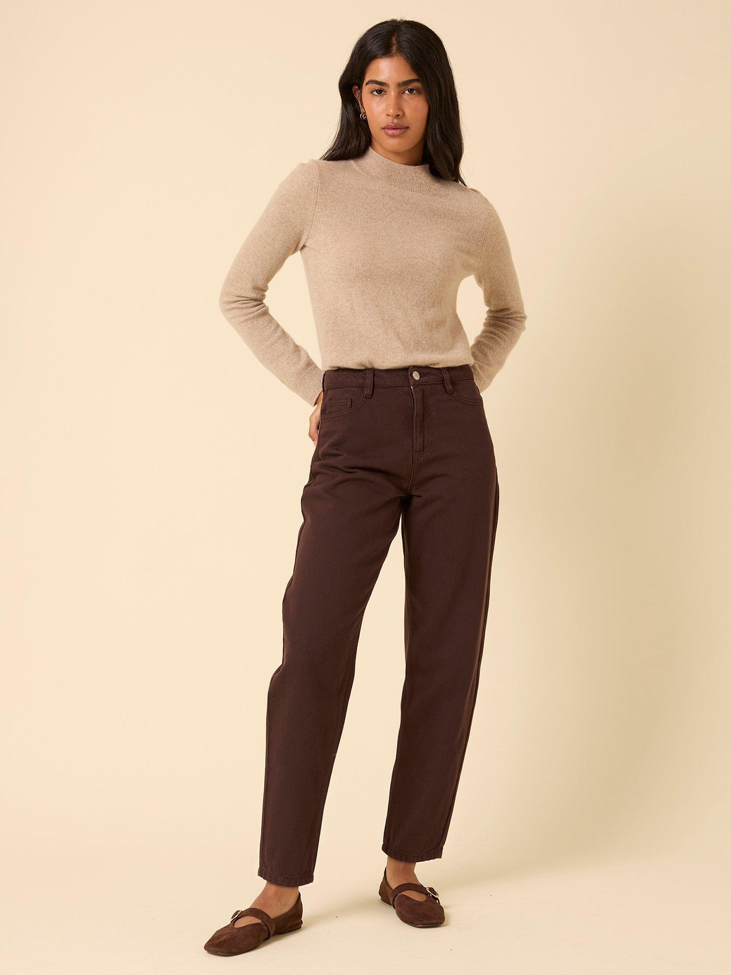 Product image 1 of 5, which shows Nobody's Child Putney Barrel Leg Jeans, Brown, 6