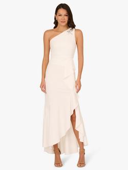 Adrianna Papell Studio One Shoulder Embellished Knit Maxi Dress, Ivory, Ivory