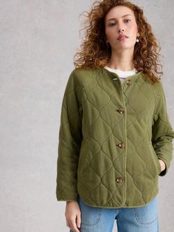 White Stuff Anya Jersey Quilted Jacket, Green