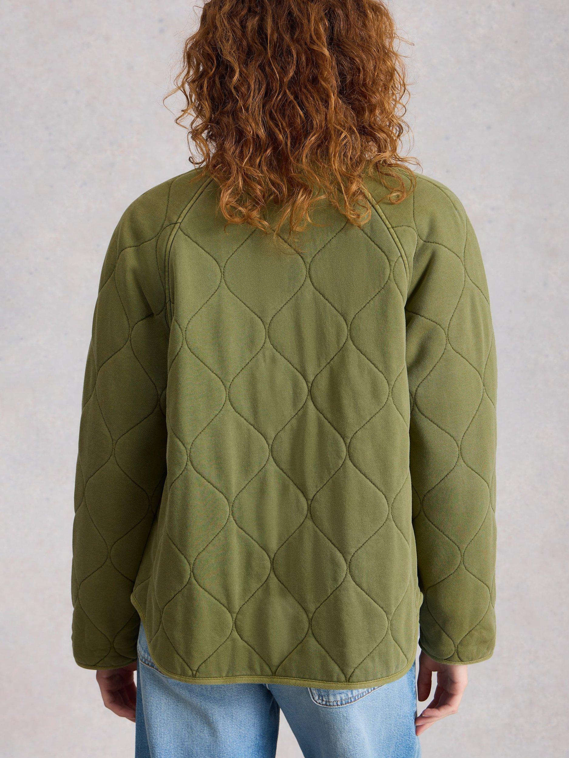 Product image 2 of 6, which shows White Stuff Anya Linen Rich Quilted Jacket containing LENZING™ ECOVERO™ Viscose, Green, 6