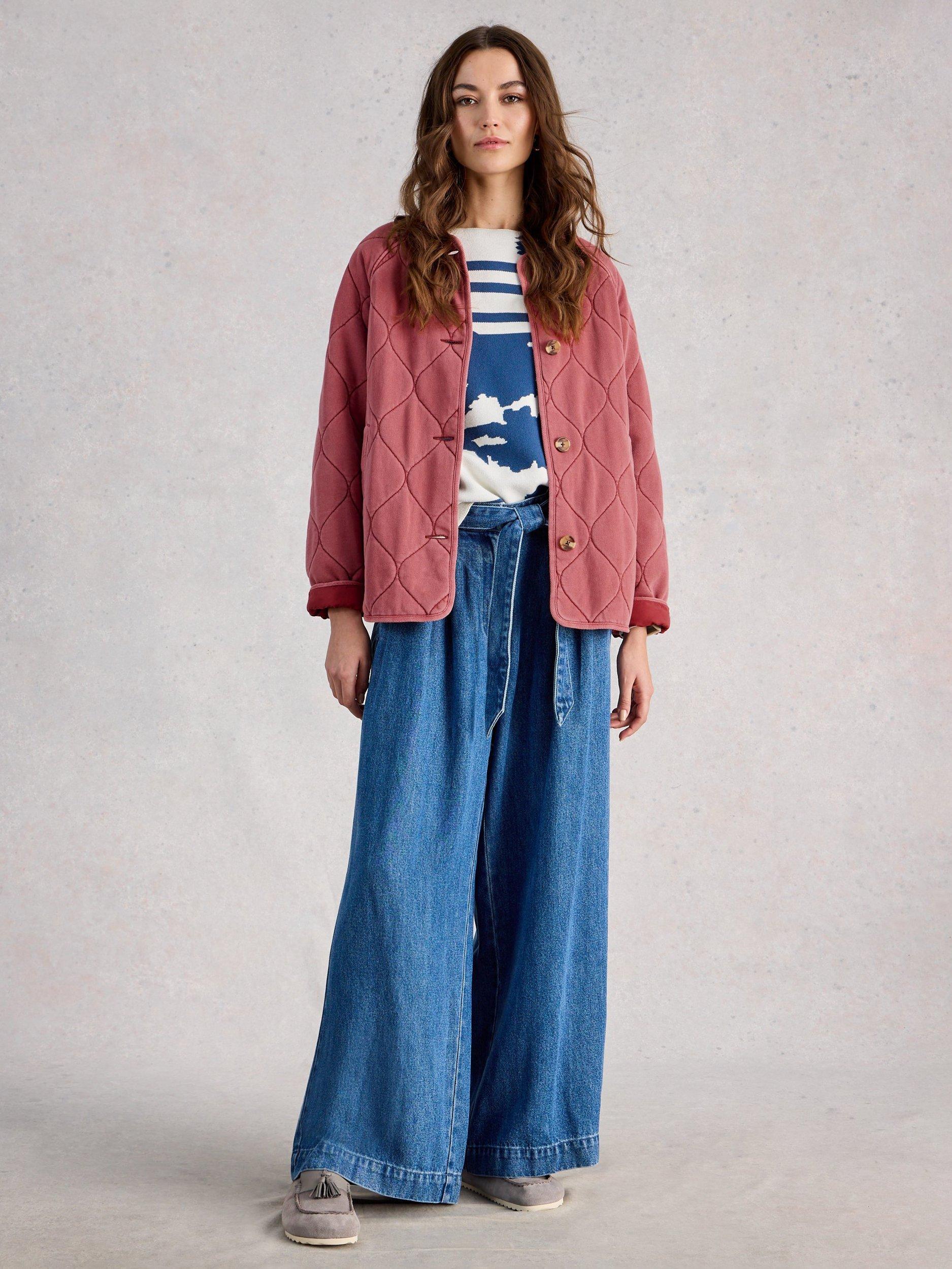 Product image 1 of 6, which shows White Stuff Anya Jersey Quilted Jacket, Pink, 6