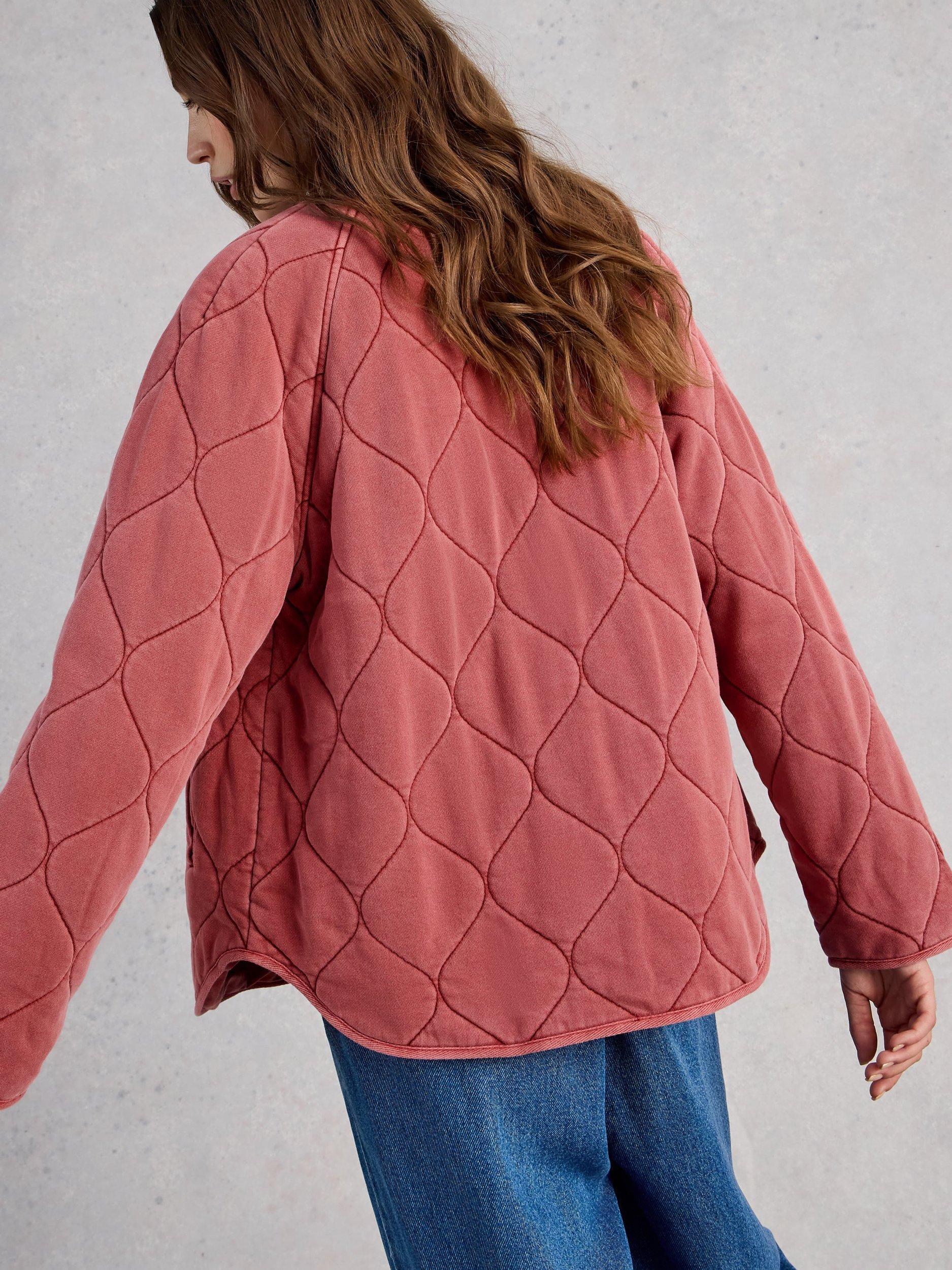 Product image 2 of 6, which shows White Stuff Anya Jersey Quilted Jacket, Pink, 6