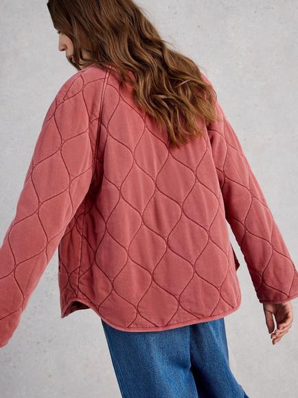 White Stuff Anya Jersey Quilted Jacket - view 2, Pink