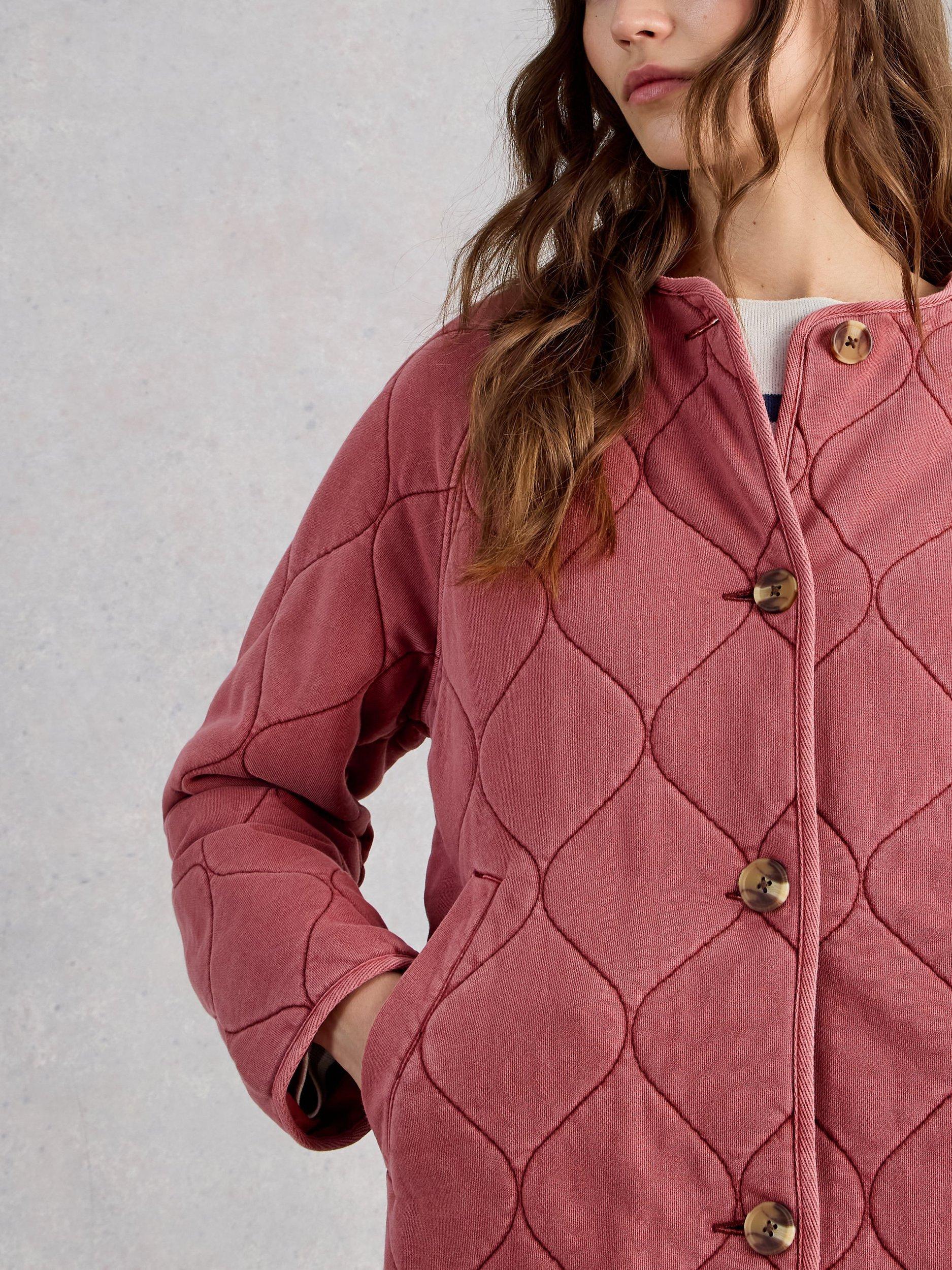 Product image 3 of 6, which shows White Stuff Anya Jersey Quilted Jacket, Pink, 6