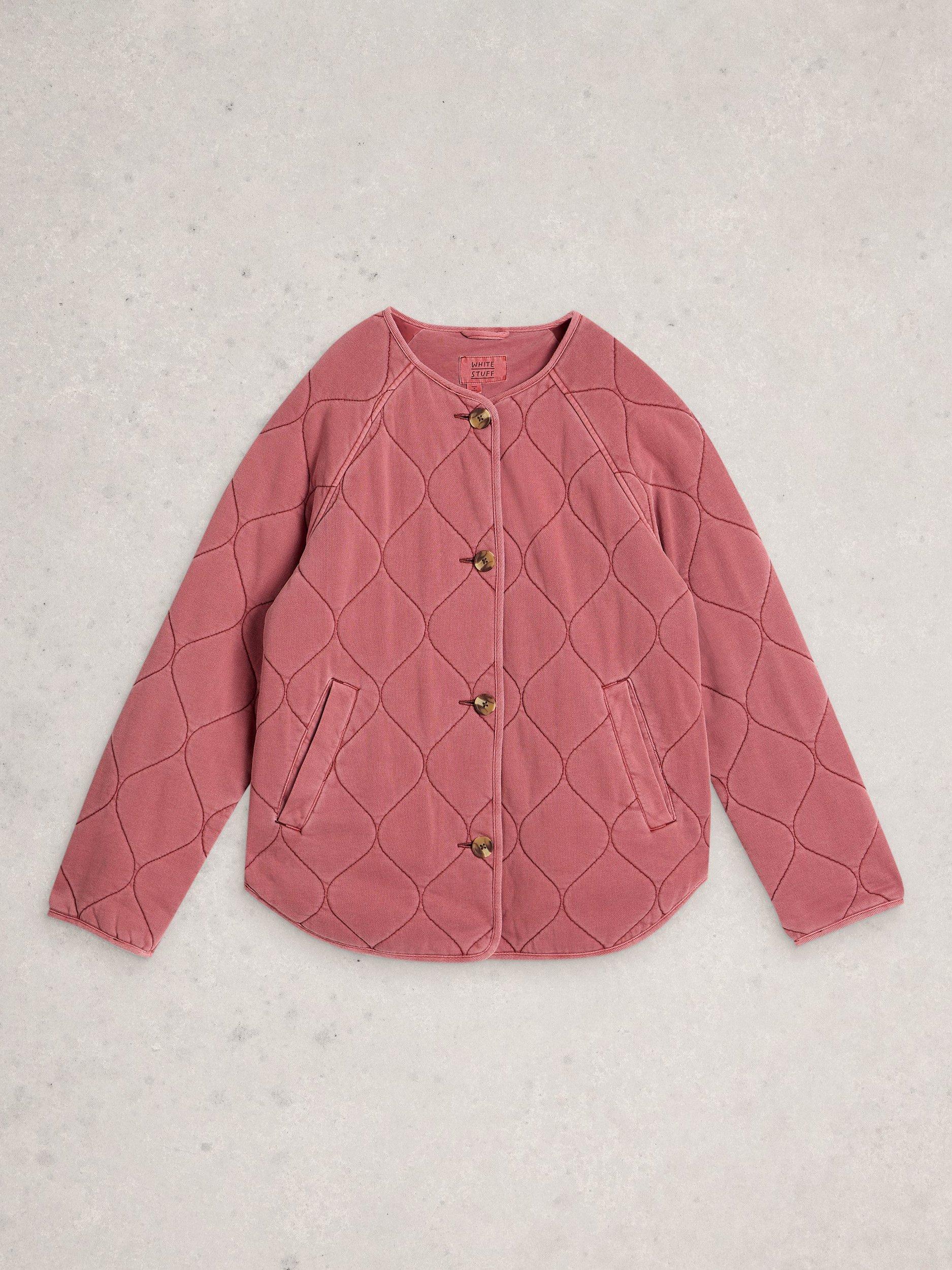 Product image 5 of 6, which shows White Stuff Anya Jersey Quilted Jacket, Pink, 6